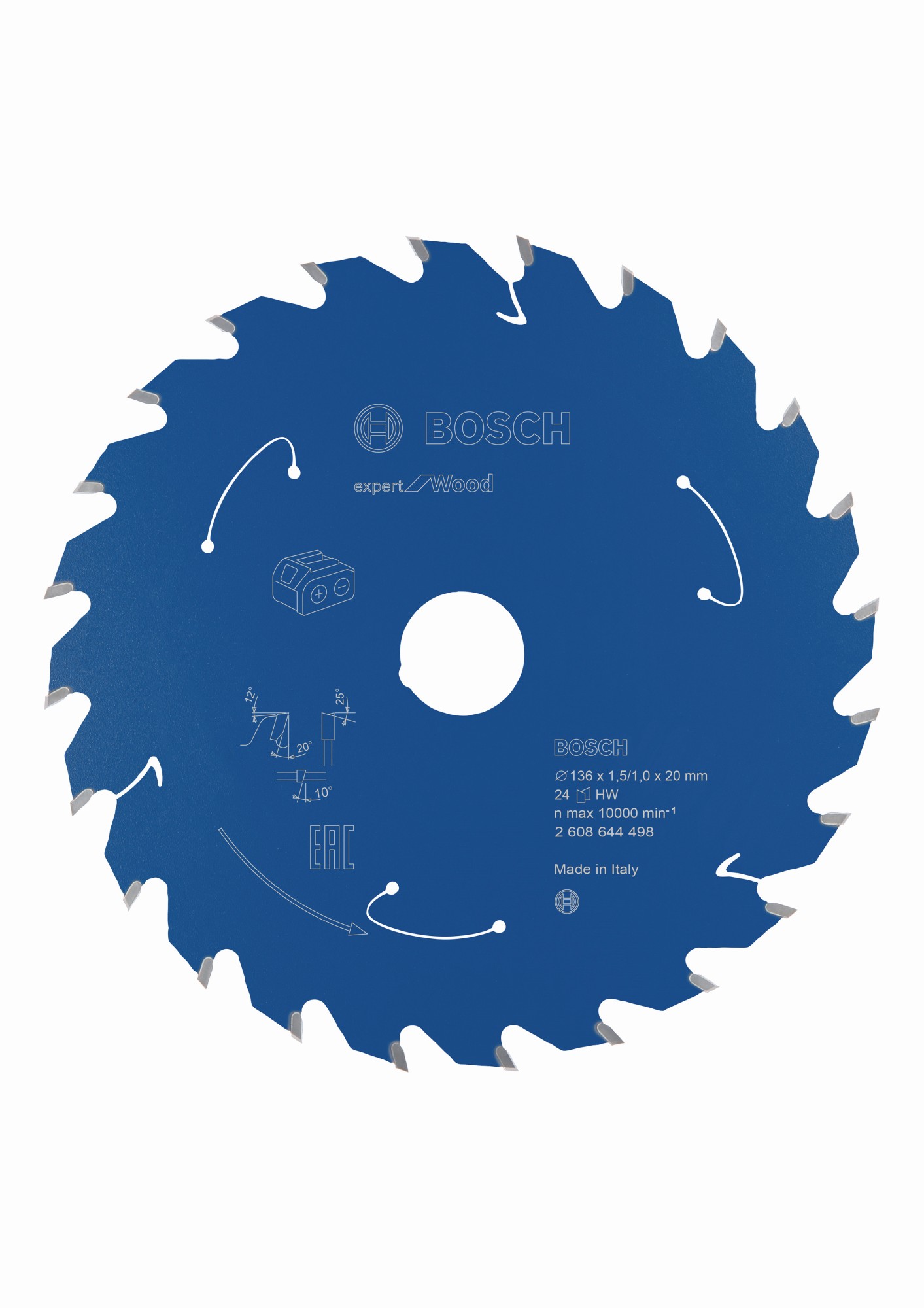 Disco de sierra circular Expert for Wood para sierras sin cables 136 x 1,5/1 x 20 T24