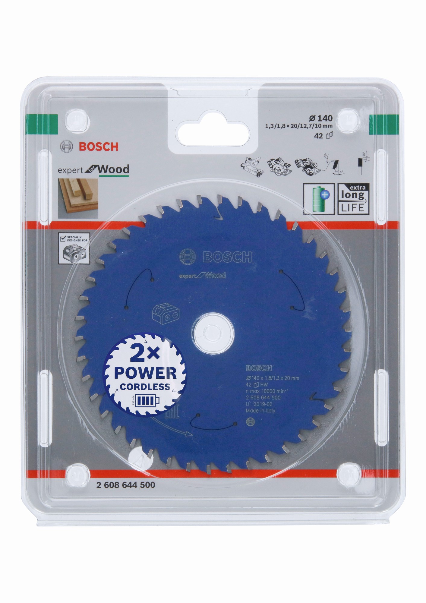 Disco de sierra circular Expert for Wood para sierras sin cables 140 x 1,8/1,3 x 20 T42
