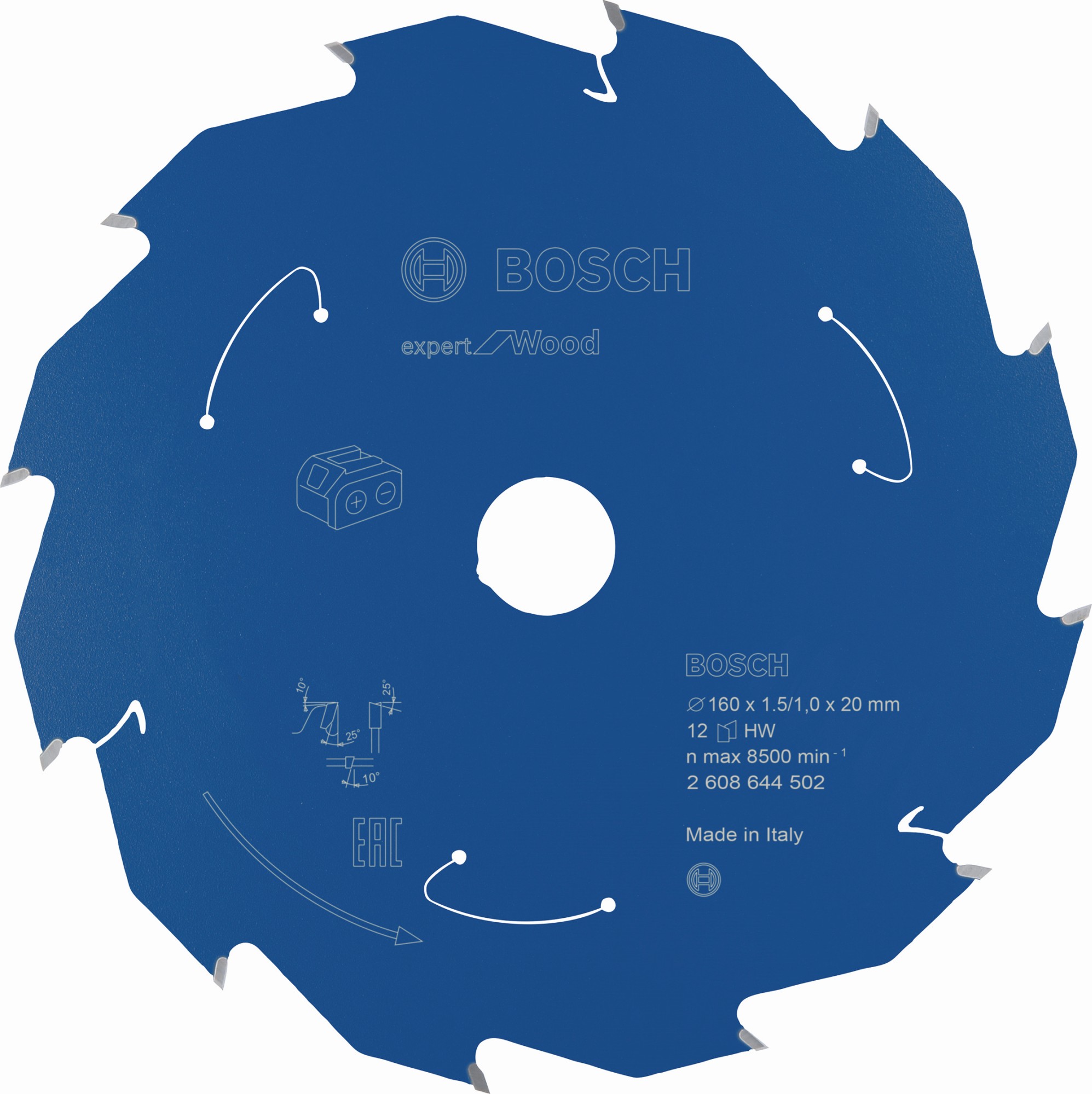 Disco de sierra circular Expert for Wood para sierras sin cables 160 x 1,5/1 x 20 T12