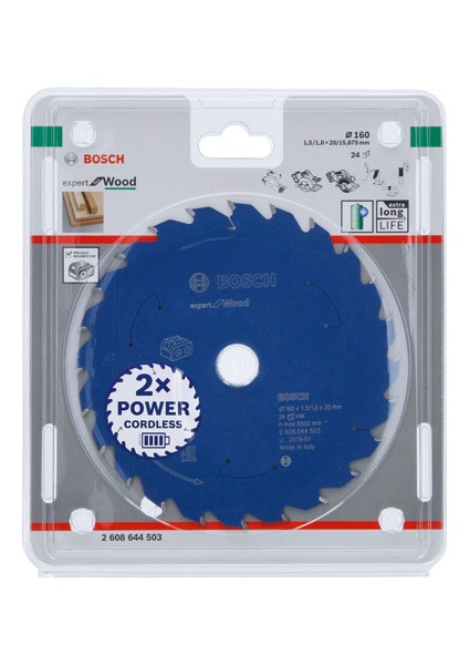 Disco de sierra circular Expert for Wood para sierras sin cables 160 x 1,5/1 x 20 T24