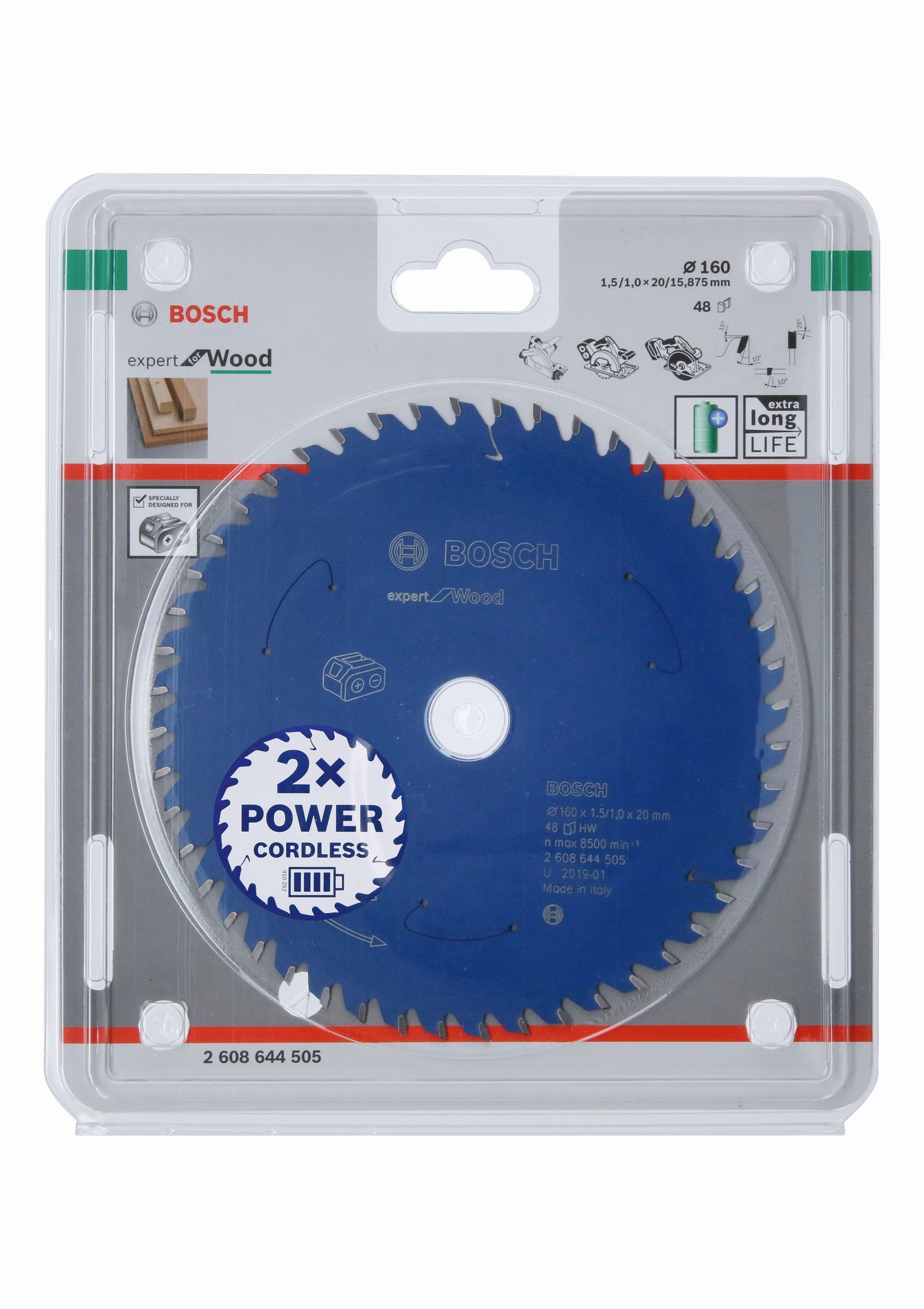 Disco de sierra circular Expert for Wood para sierras sin cables 160 x 1,5/1 x 20 T48
