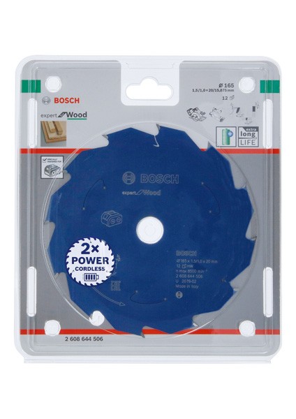 Disco de sierra circular Expert for Wood para sierras sin cables 165 x 1,5/1 x 20 T12