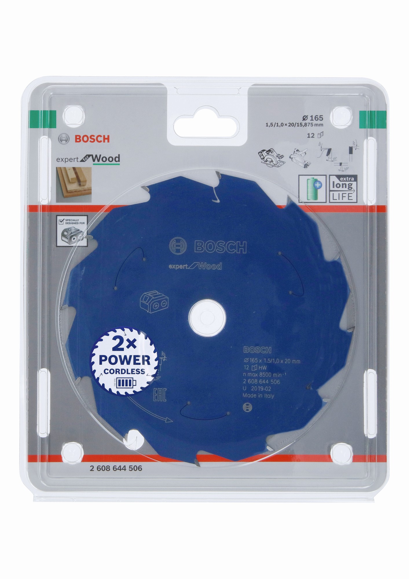 Disco de sierra circular Expert for Wood para sierras sin cables 165 x 1,5/1 x 20 T12