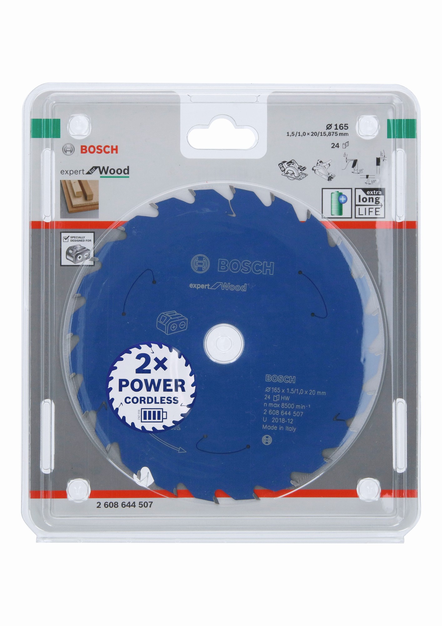Disco de sierra circular Expert for Wood para sierras sin cables 165 x 1,5/1 x 20 T24