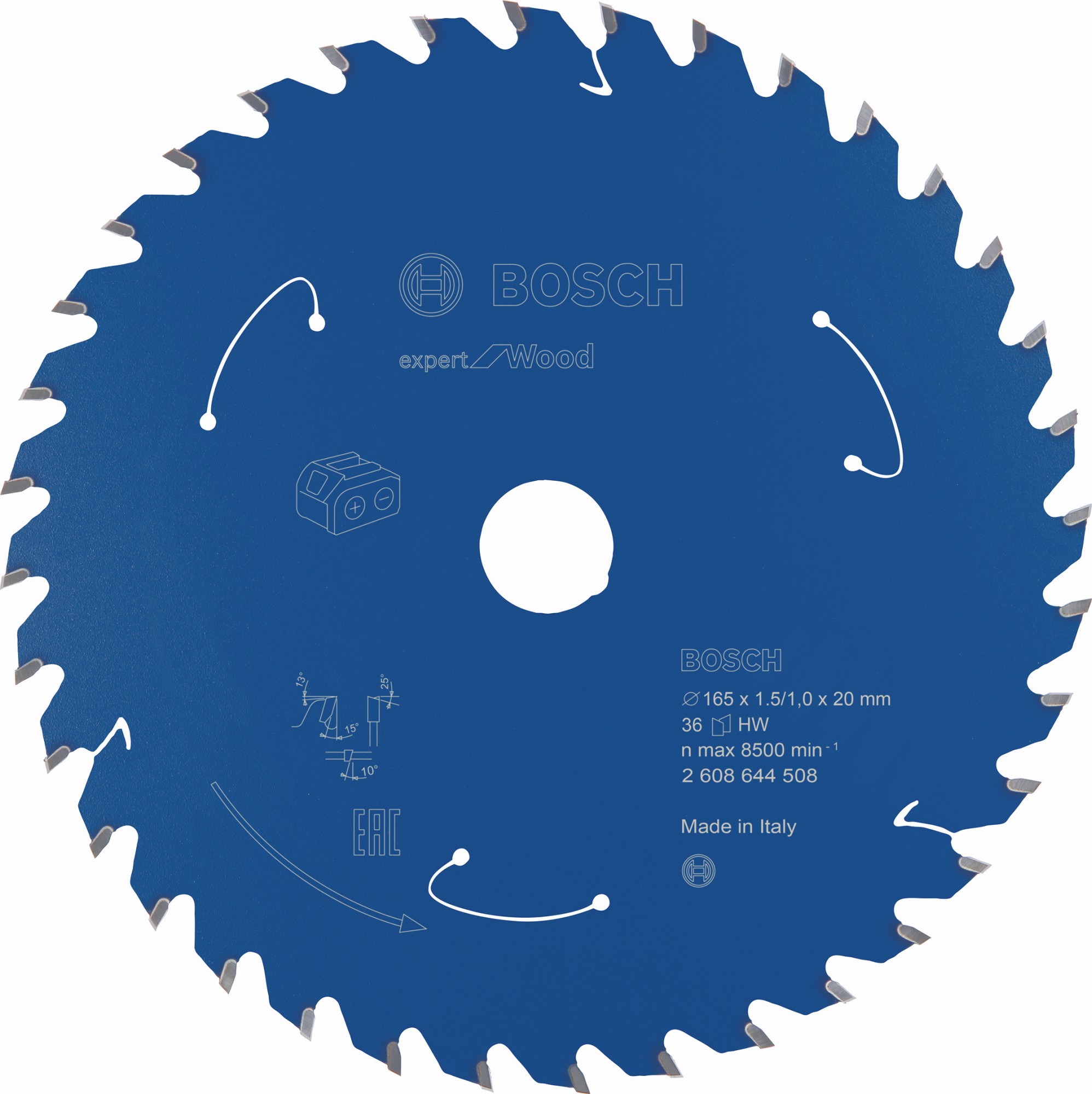 Disco de sierra circular Expert for Wood para sierras sin cables 165 x 1,5/1 x 20 T36
