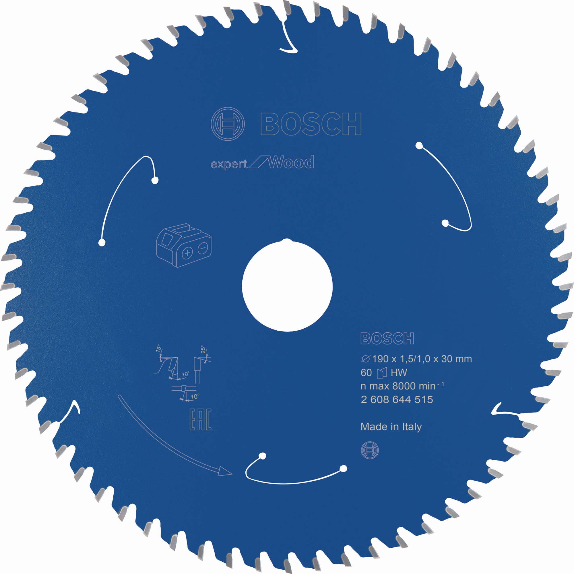 Disco de sierra circular Expert for Wood para sierras sin cables 190 x 1,5/1 x 30 T60