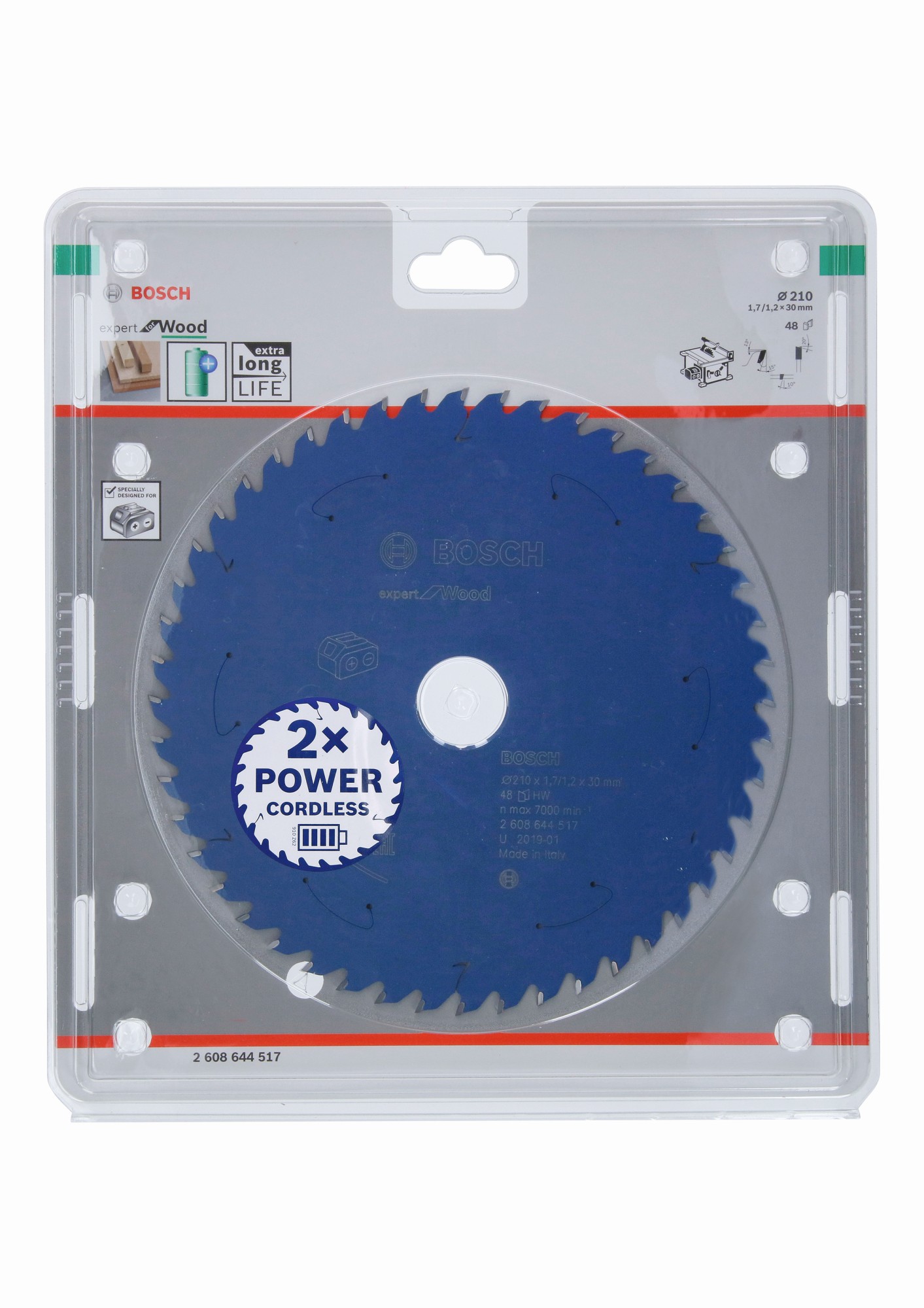 Disco de sierra circular Expert for Wood para sierras sin cables 210 x 1,7/1,2 x 30 T48