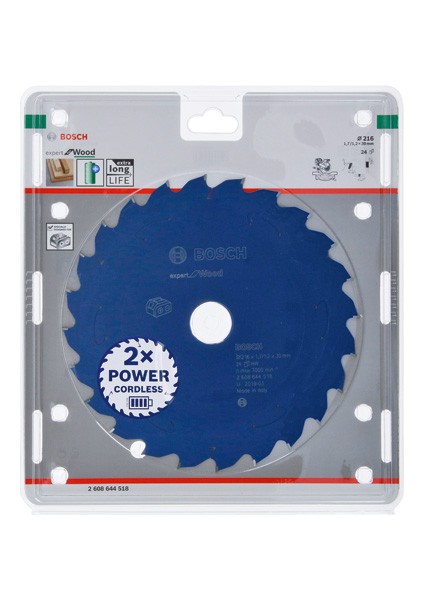 Disco de sierra circular Expert for Wood para sierras sin cables 216 x 1,7/1,2 x 30 T24