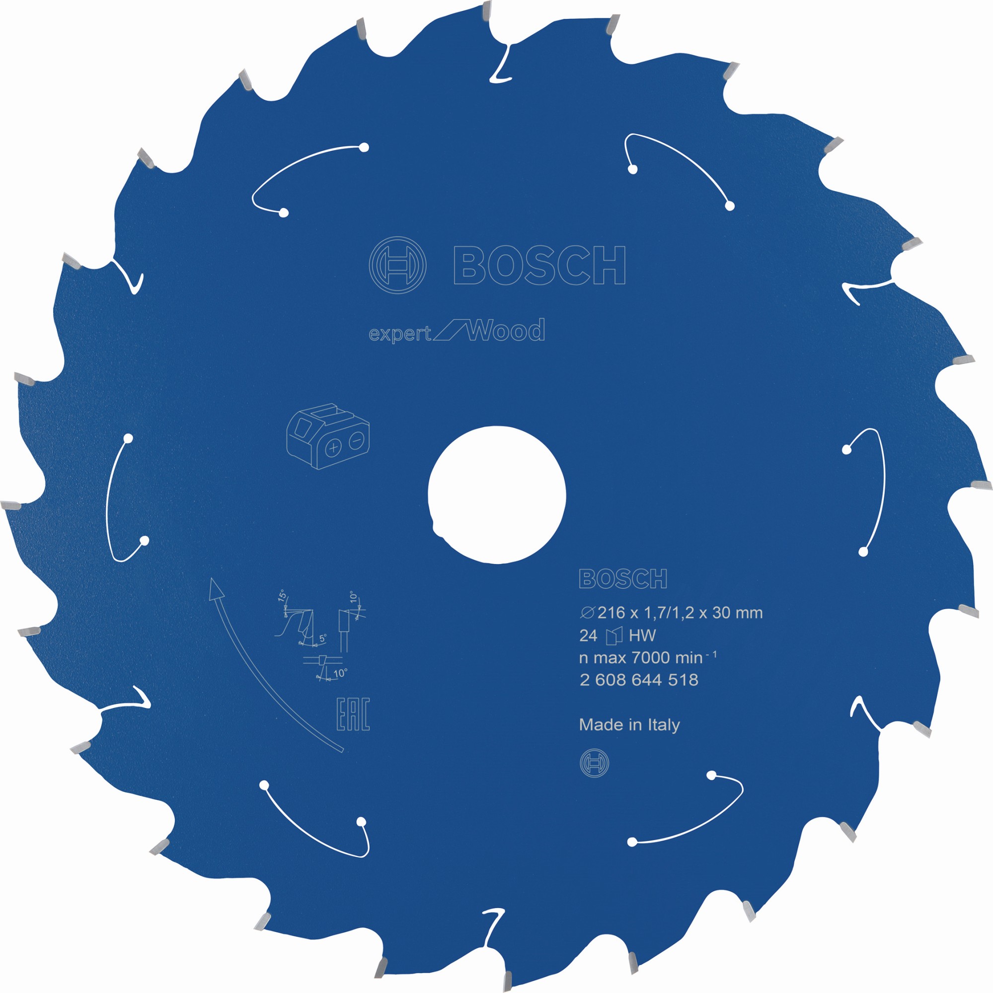 Disco de sierra circular Expert for Wood para sierras sin cables 216 x 1,7/1,2 x 30 T24