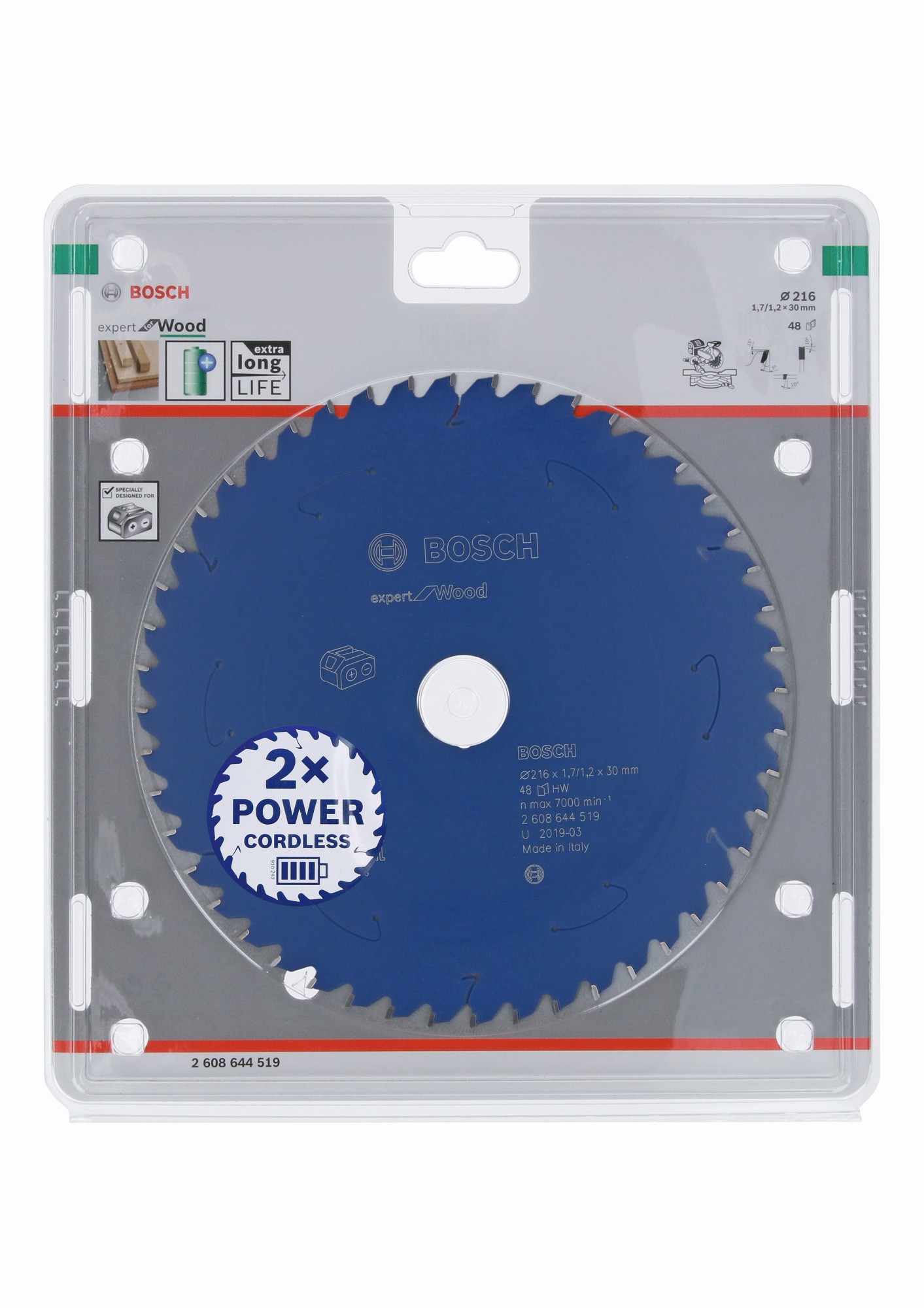 Disco de sierra circular Expert for Wood para sierras sin cables 216 x 1,7/1,2 x 30 T48