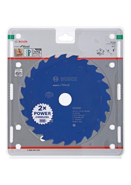 Disco de sierra circular Expert for Wood para sierras sin cables 216 x 1,7/1,2 x 30 T24