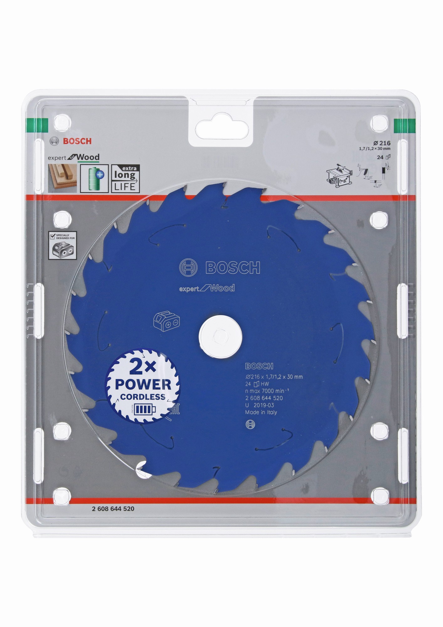 Disco de sierra circular Expert for Wood para sierras sin cables 216 x 1,7/1,2 x 30 T24