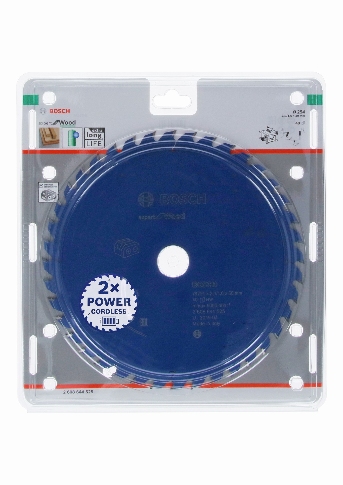 Disco de sierra circular Expert for Wood para sierras sin cables 254 x 2,1/1,6 x 30 T40
