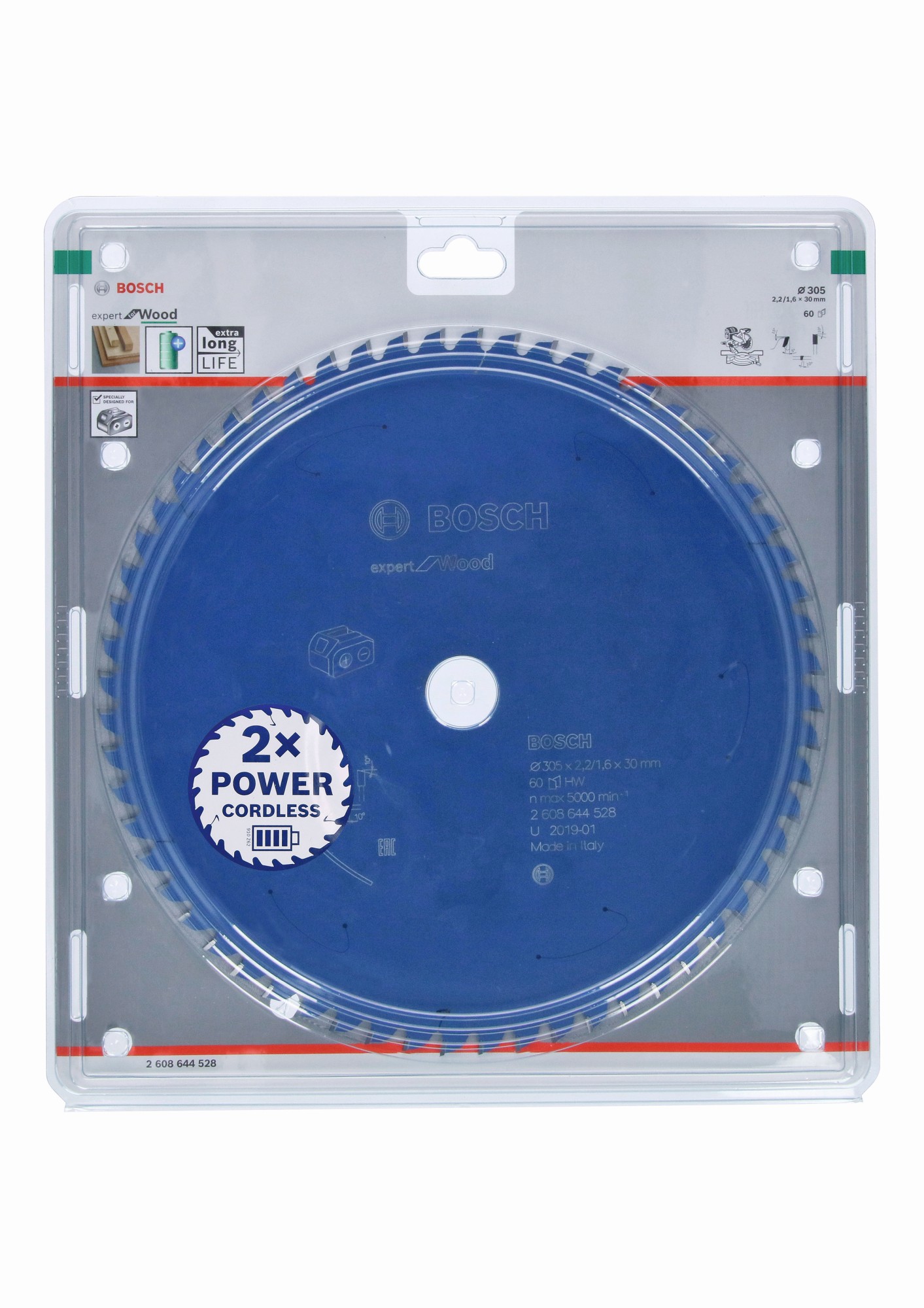 Disco de sierra circular Expert for Wood para sierras sin cables 305 x 2,2/1,6 x 30 T60