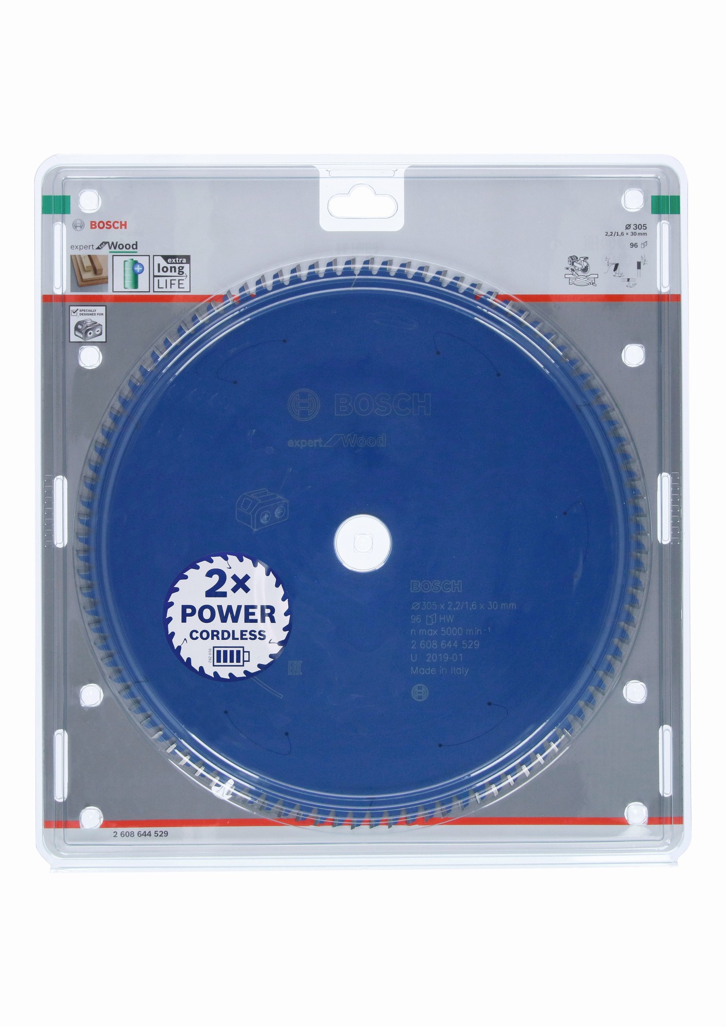 Disco de sierra circular Expert for Wood para sierras sin cables 305 x 2,2/1,6 x 30 T96