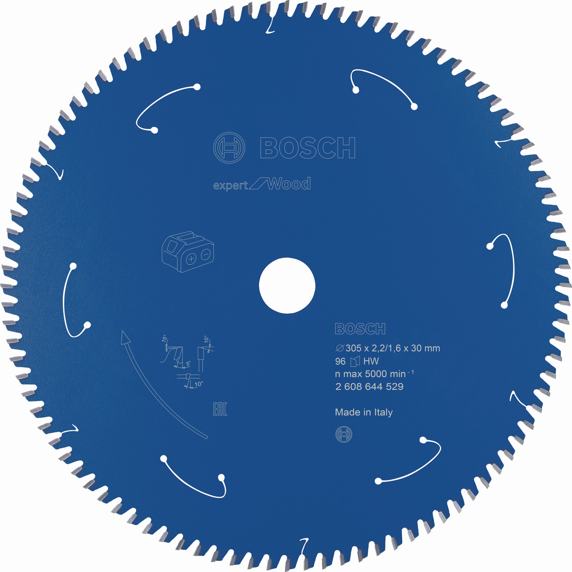Disco de sierra circular Expert for Wood para sierras sin cables 305 x 2,2/1,6 x 30 T96