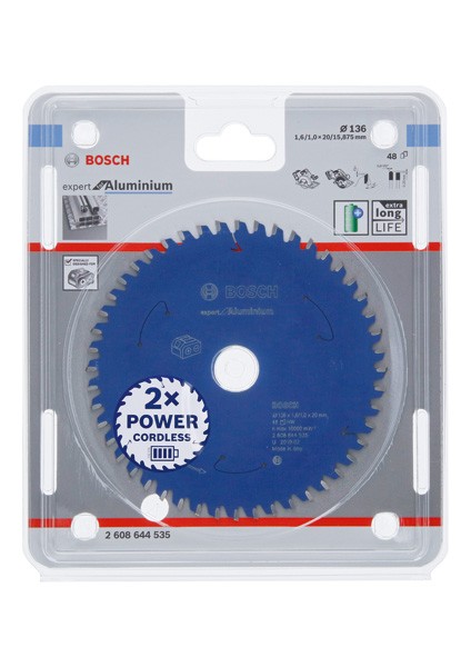 Disco de sierra circular Expert for Aluminium para sierras sin cables 136 x 1,6/1 x 20 T48