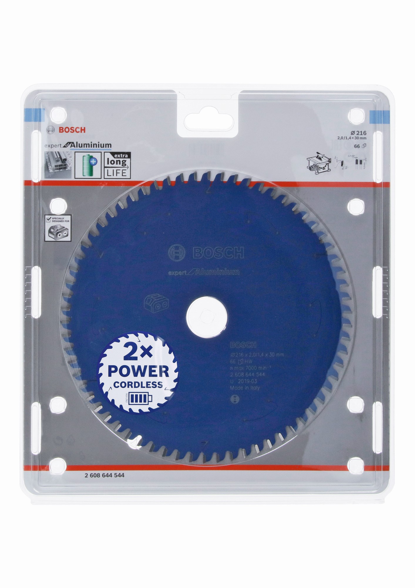 Disco de sierra circular Expert for Aluminium para sierras sin cables 216 x 2/1,4 x 30 T66