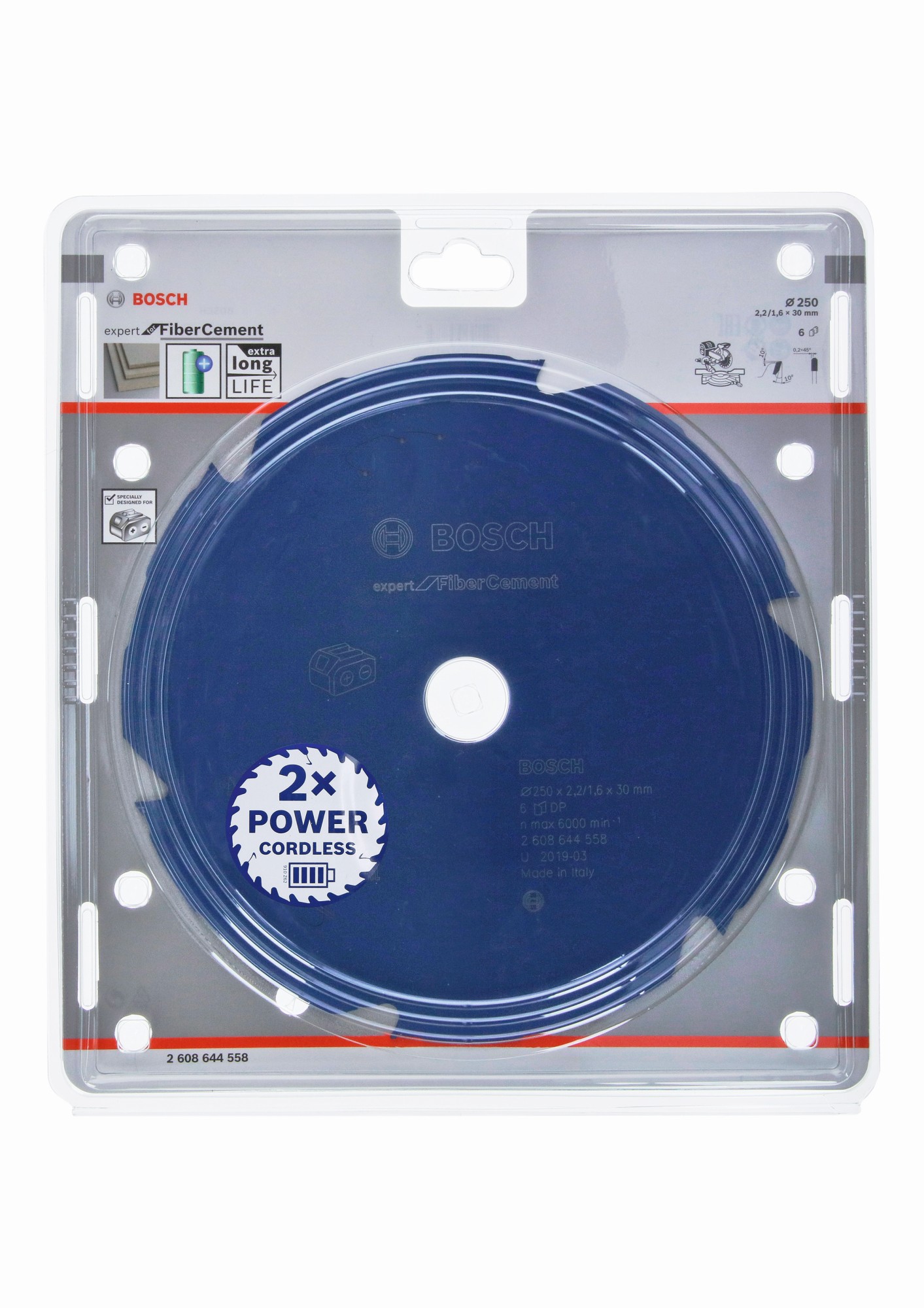 Disco de sierra circular Expert for Fibre Cement para sierras sin cables 250 x 2,2/1,6 x 30 T6