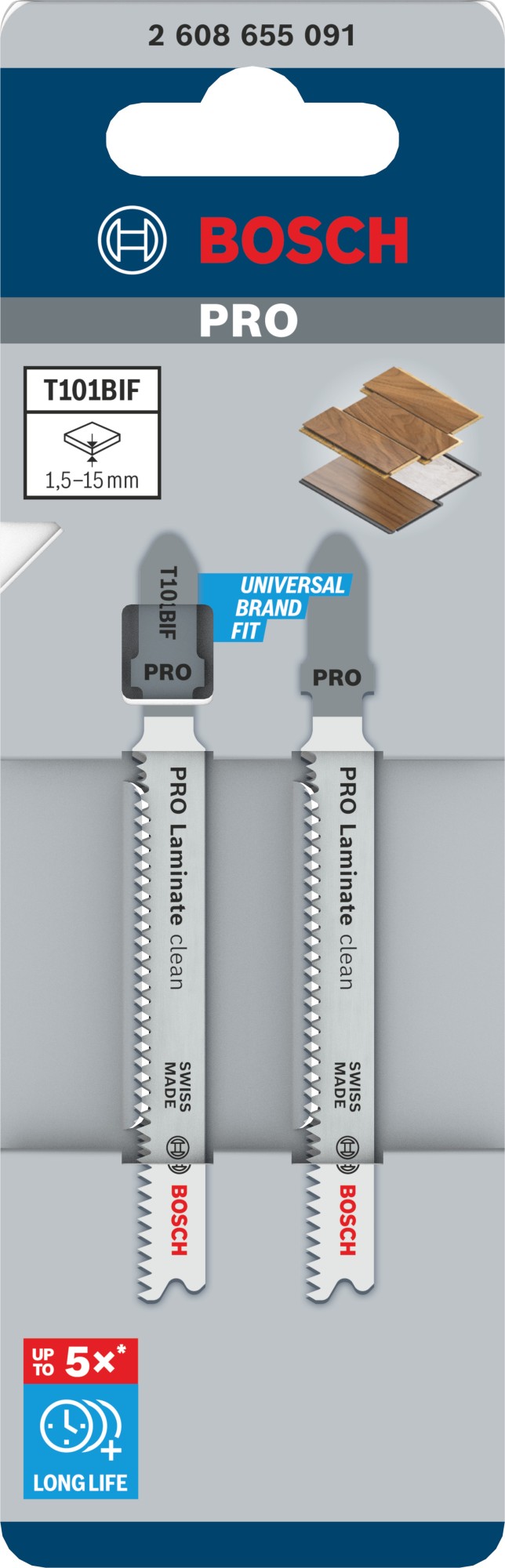 Hoja de sierra de calar PRO Laminate clean T101BIF, 83 mm, 2 uds.