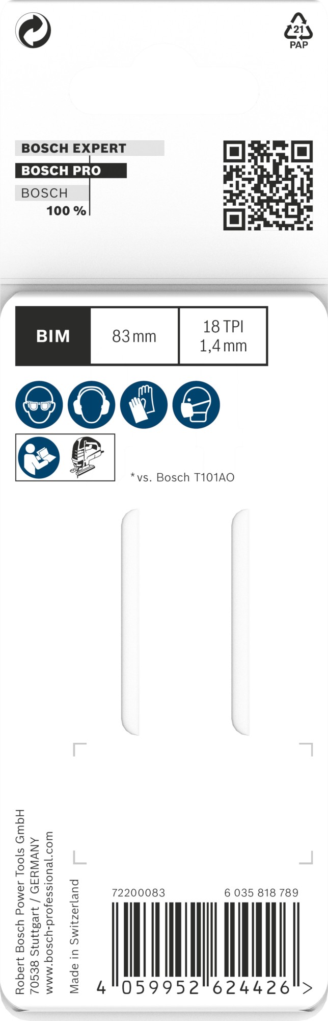Hoja de sierra de calar PRO Hardwood clean curve T101AOF, 83 mm, 2 uds.