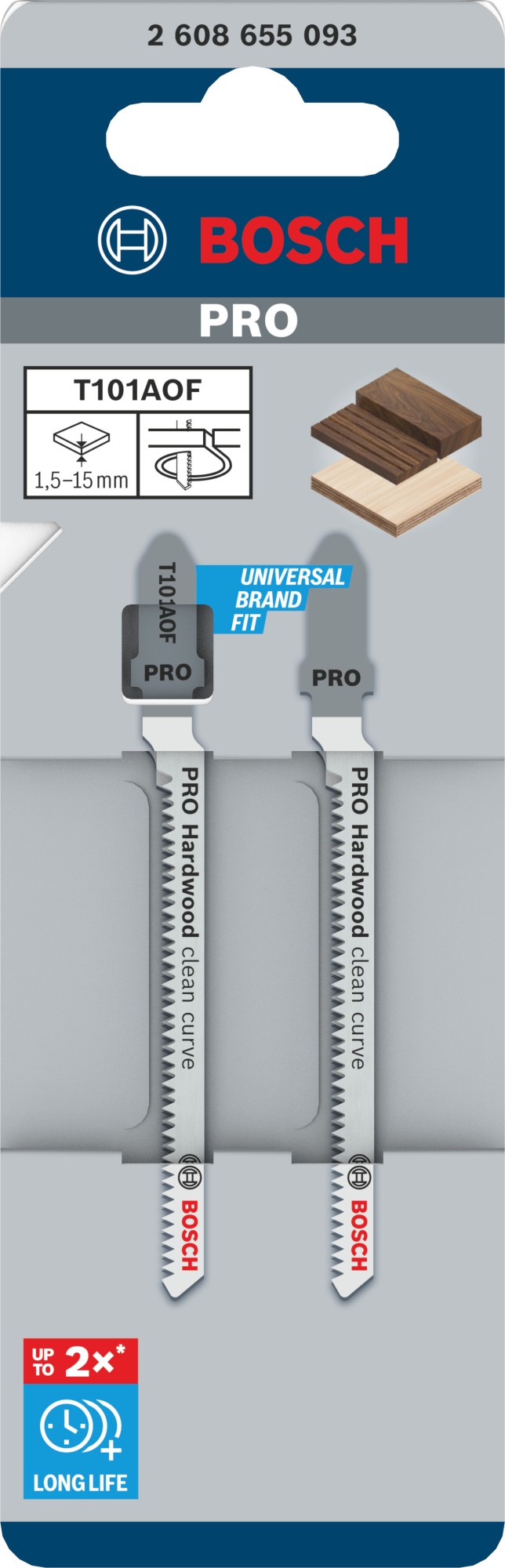 Hoja de sierra de calar PRO Hardwood clean curve T101AOF, 83 mm, 2 uds.