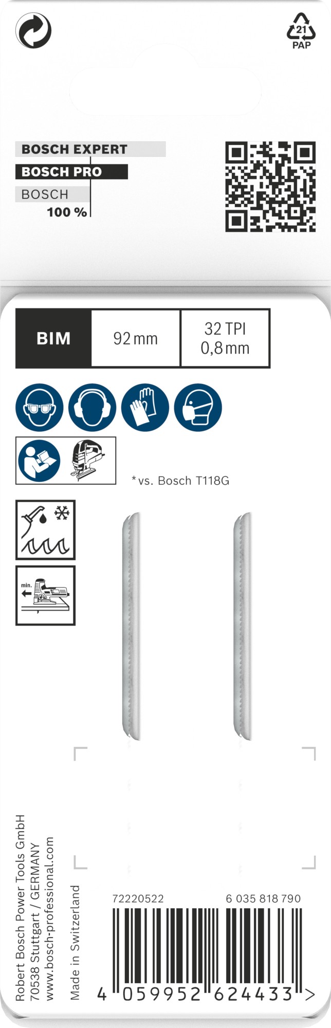 Hoja de sierra de calar PRO Metal thin T121GFC 92 mm, 2 uds.