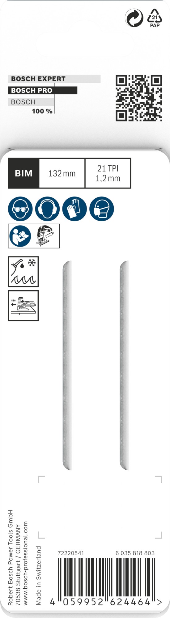 Hoja de sierra de calar PRO Metal Pipes and Profiles T321AF, 132 mm, 2 uds.
