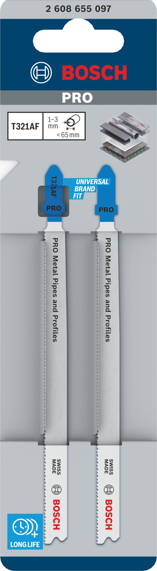 Hoja de sierra de calar PRO Metal Pipes and Profiles T321AF, 132 mm, 2 uds.