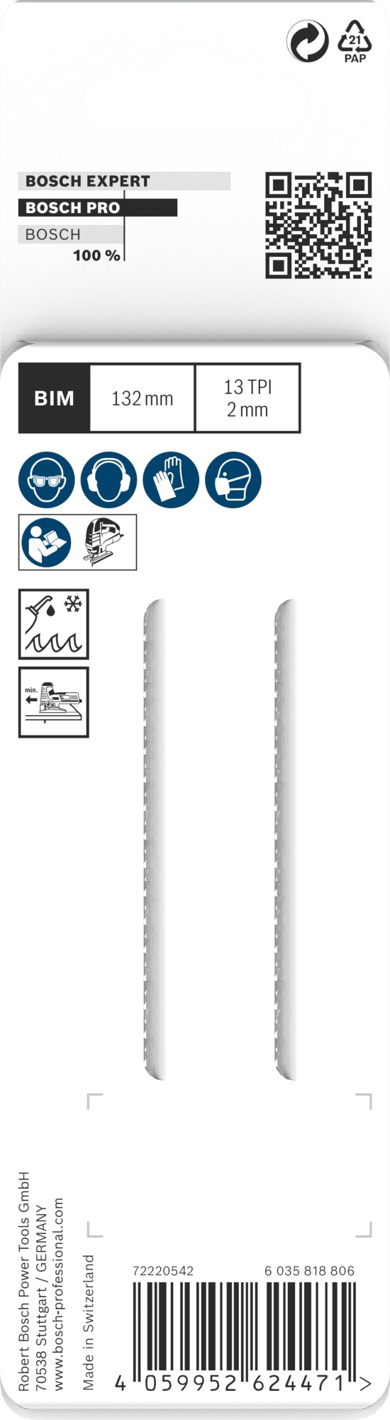 Hoja de sierra de calar PRO Metal Pipes and Profiles T321BF, 132 mm, 2 uds.