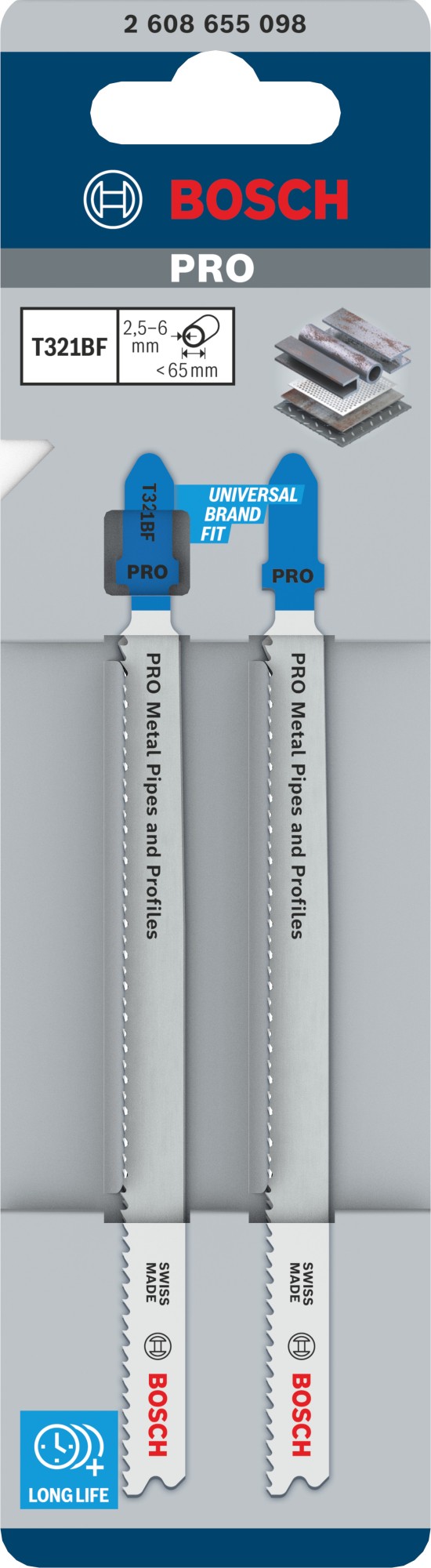 Hoja de sierra de calar PRO Metal Pipes and Profiles T321BF, 132 mm, 2 uds.