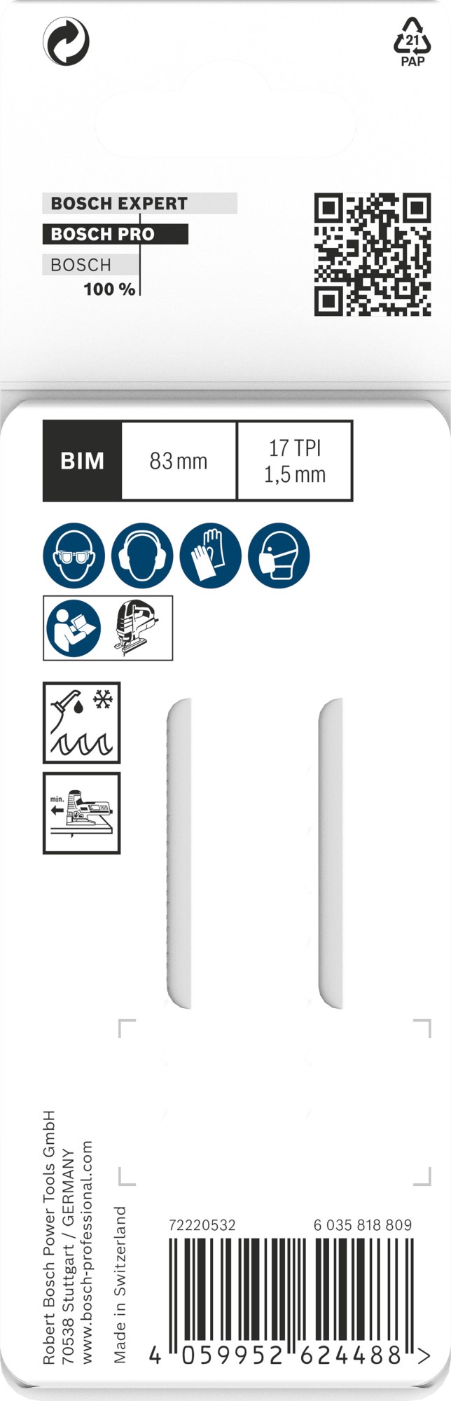 Hoja de sierra de calar PRO Metal curve T118EOF, 83 mm, 2 uds.