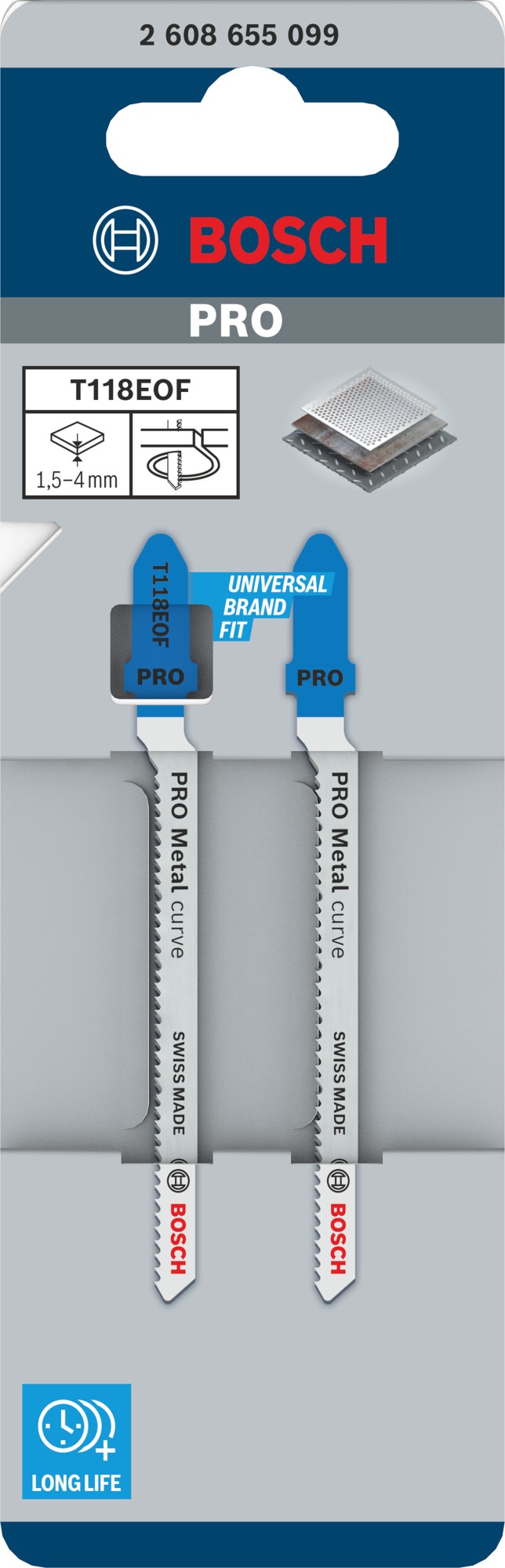 Hoja de sierra de calar PRO Metal curve T118EOF, 83 mm, 2 uds.