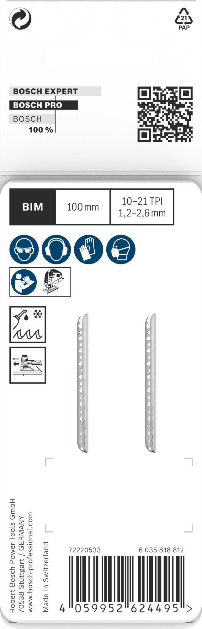 Hoja de sierra de calar PRO Metal thick and thin T123XF, 100 mm, 2 uds.