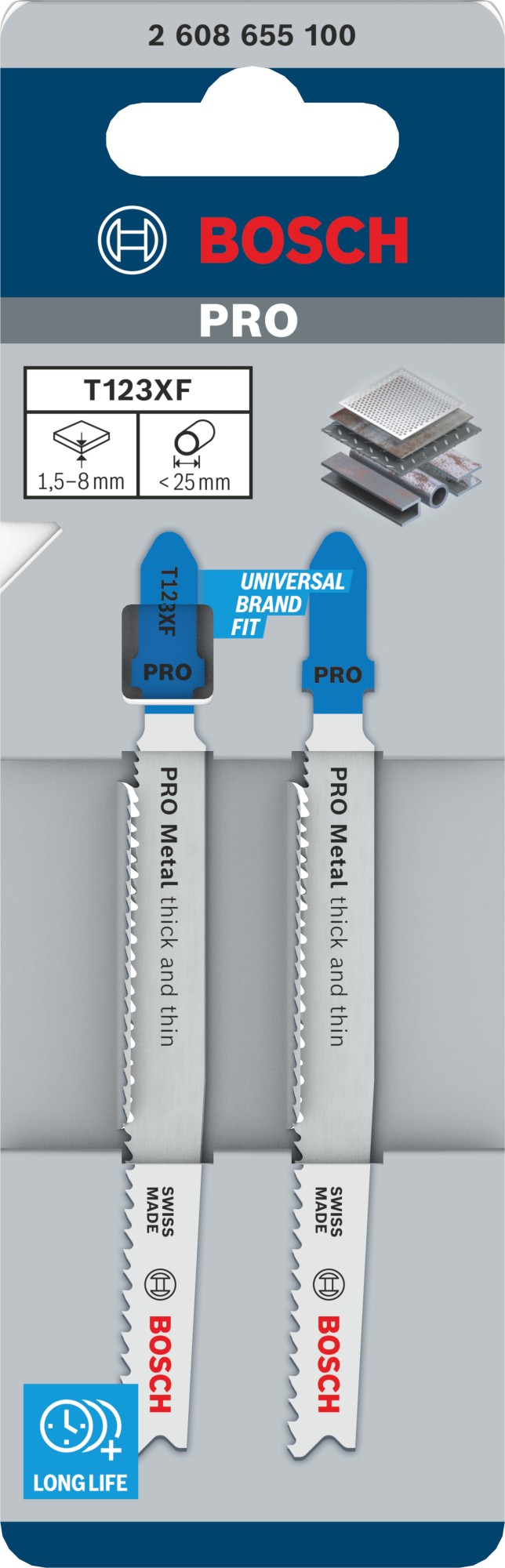 Hoja de sierra de calar PRO Metal thick and thin T123XF, 100 mm, 2 uds.