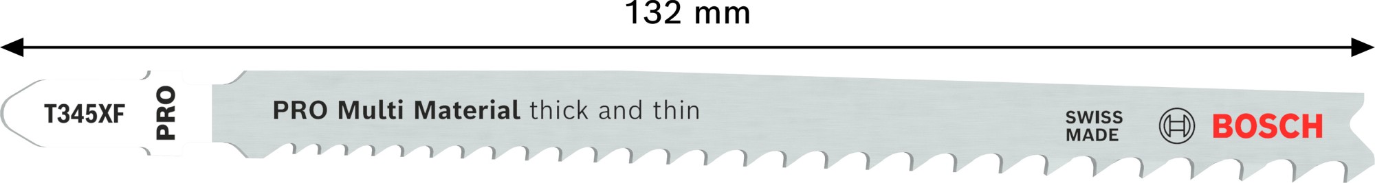 Hoja de sierra de calar PRO Multi Material thick and thin T345XF, 132 mm, 2 uds.