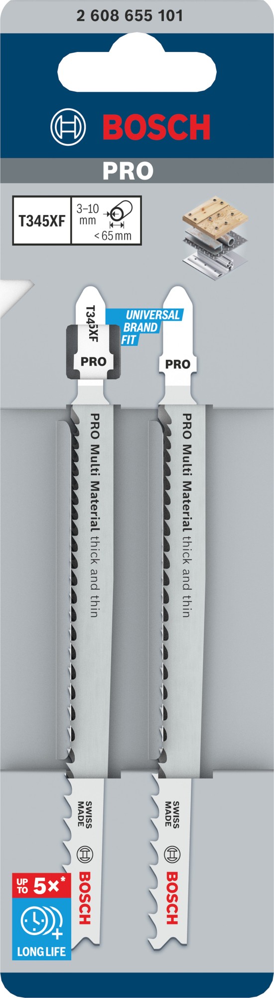 Hoja de sierra de calar PRO Multi Material thick and thin T345XF, 132 mm, 2 uds.