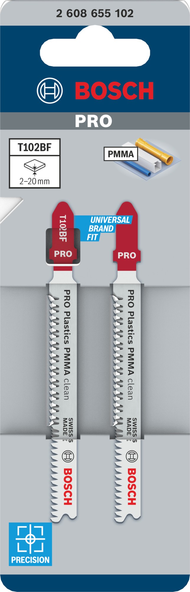 Hoja de sierra de calar PRO Plastics PMMA clean T102BF 92 mm, 2 uds.