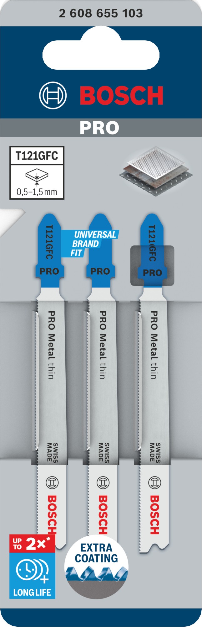 Hoja de sierra de calar PRO Metal thin T121GFC 92 mm, 3 uds.