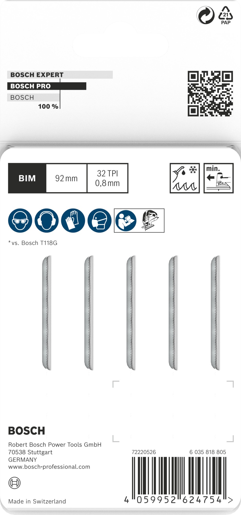 Hoja de sierra de calar PRO Metal thin T121GFC 92 mm, 5 uds.