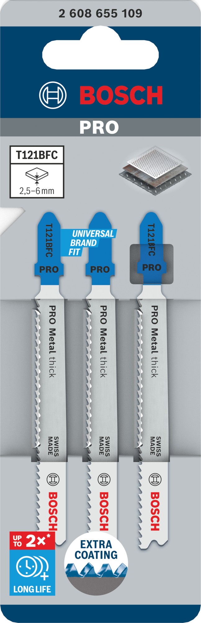Hoja de sierra de calar PRO Metal thick T121BFC 92 mm, 3 uds.
