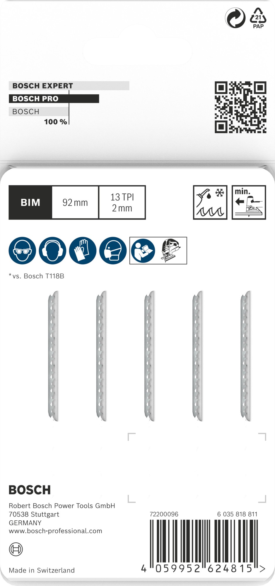 Hoja de sierra de calar PRO Metal thick T121BFC 92 mm, 5 uds.