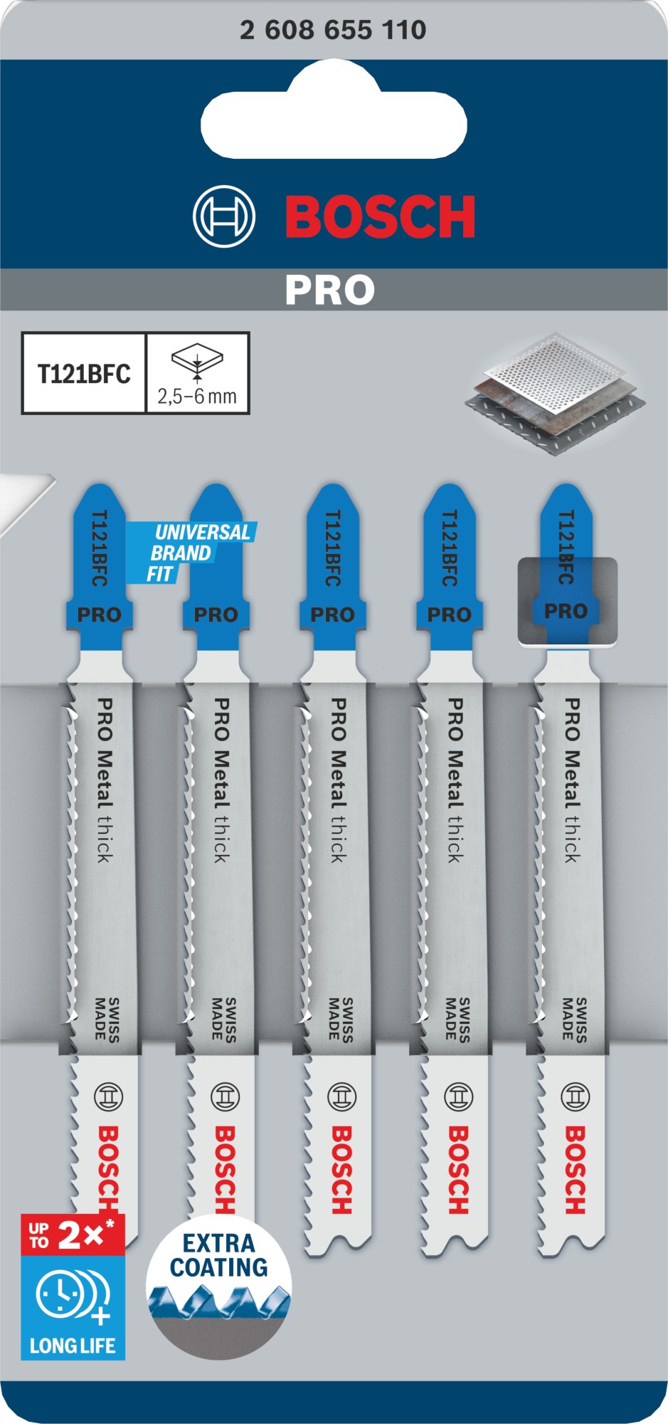 Hoja de sierra de calar PRO Metal thick T121BFC 92 mm, 5 uds.