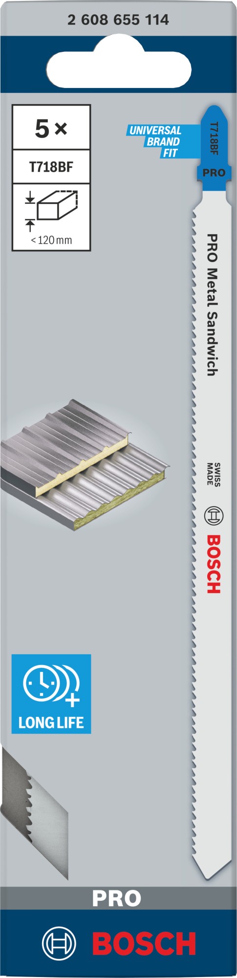Hoja de sierra de calar PRO Metal Sandwich T718BF, 180 mm, 5 uds.
