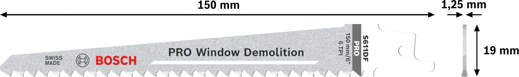 Hoja PRO Window Demolition S611DF 1,25 x 19 x 150 mm, 5 unidades