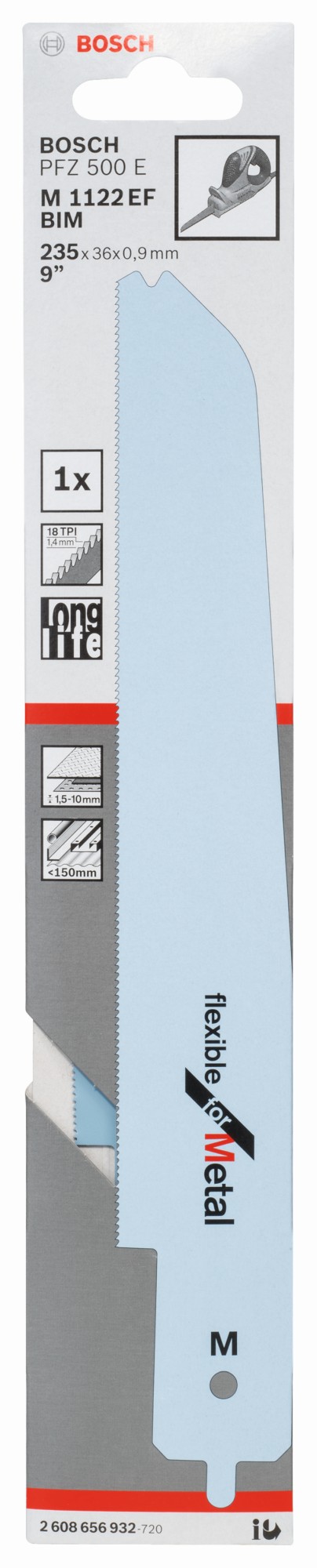 Hoja de sierra sable M 1122 EF para multisierra PFZ 500 E de BoschFlexible for Metal