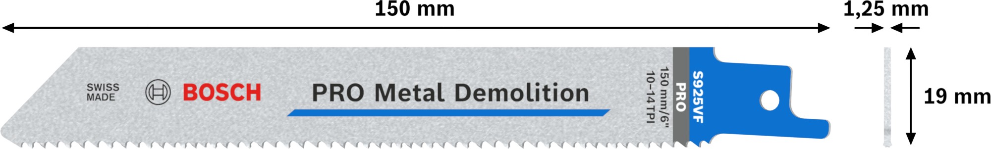 Hoja PRO Metal Demolition S1125VF 1,25 x 19 x 225 mm, 5 unidades