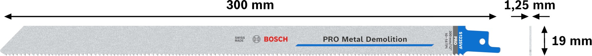 Hoja PRO Metal Demolition S1225VF 1,25 x 19 x 300 mm, 5 unidades