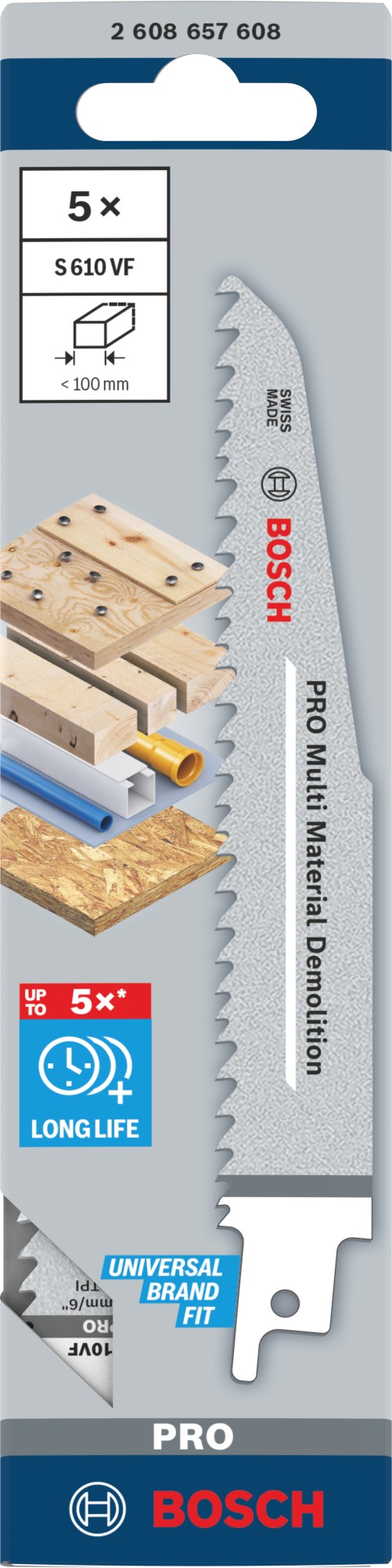 Hoja PRO Multi Material Demolition S610VF 1,6 x 22 x 150 mm, 5 unidades