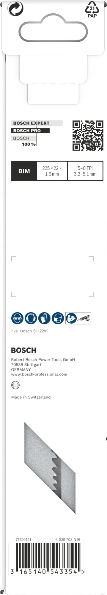 Hoja PRO Multi Material Demolition S1110VF 1,6 x 22 x 225 mm, 5 unidades